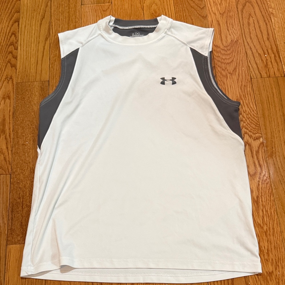 Under Armour Men's White and Gray Tank Top